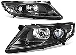 Auto Dynasty Factory Style Projector Headlight Lamps Compatible with Optima 2011-2013, Driver and Passenger Side, Black Housing Clear Corner
