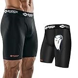 Shock Doctor Men's Compression Short with BioFlex Cup (Medium, Black)