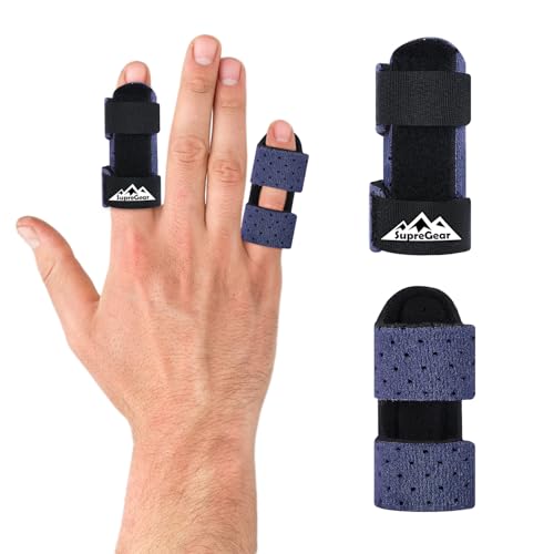supregear Férulas para Dedos, Paquete de 2 Universales para Enderezar y Soportar Dedos Rotos y con Disparador, para Medio, Índice, Anular y Meñique, Azul Oscuro