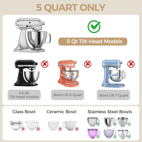 Forenee 5Qt Foldable Silicone Bowl Liners for KitchenAid Tilt-Head,3 Pack by forenee - Image 7