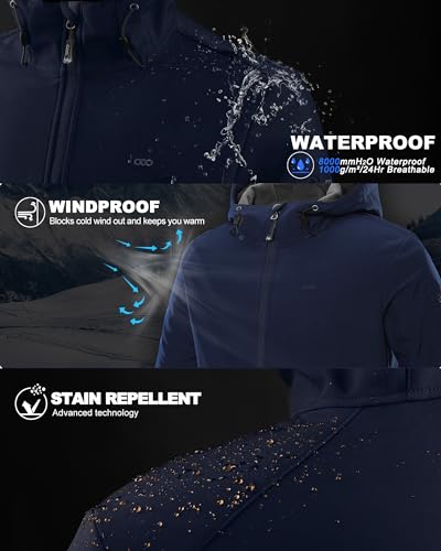 33,000ft Softshelljas voor heren, outdoor, functionele jas, vrijetijdsjas, waterdicht, windbreaker, regenjassen, gevoerd, wandeljas, loopjas - Afbeelding 4