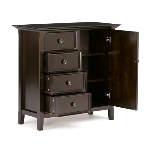 SIMPLIHOME Amherst 37-inch Wide Solid Wood Transitional-Style Storage Cabinet in Hickory Brown, Cabinet with 4 Drawers and Adjustable Shelves for Living Room or Entryway by SIMPLIHOME - Image 2