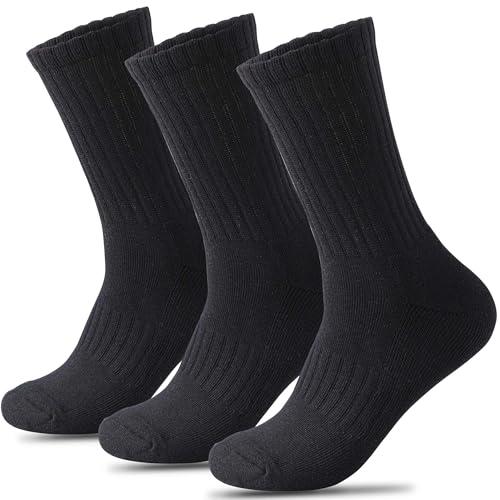 伸縮性抜群パイルクルーソックス【ブラック】