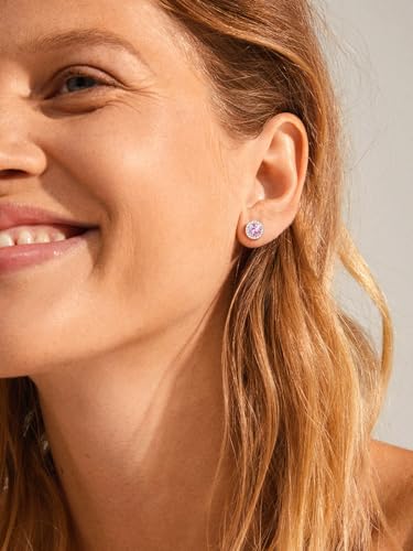 FindChic Birthstone Earrings for Women, Round/Heart/Square/Teardrop Earrings with 925 Sterling Silver Posts & Push Backs, Hypoallergenic Studs with Cubic Zirconia, 12 Months Jewelry with Gift Box3