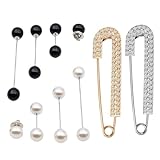 Design Élégant & Intemporel: Ces broches à double fausse perle présentent une forme chic de type haltère avec des strass brillants et une finition métal vintage, ajoutant instantanément une touche de sophistication à votre look