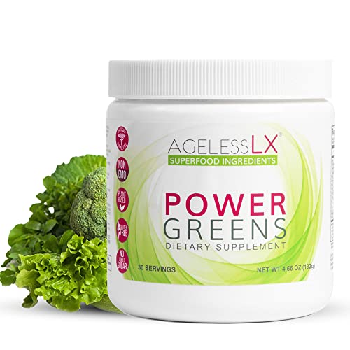 AgelessLX-Power-Greens-Superfood-Powder-Supplement-Your-Daily-Green-Juice-or-Drink-Natures-Most-Potent-Superfoods-in-a-Convenient-Green-Powder-with-42-Superfoods-Per-Scoop-30-Servings