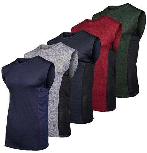 Image of Real Essentials: Men's Dry Fit Tank Tops Sleeveless Workout Shirts Moisture-Wicking Muscle Tank Gym Running (Big & Tall)