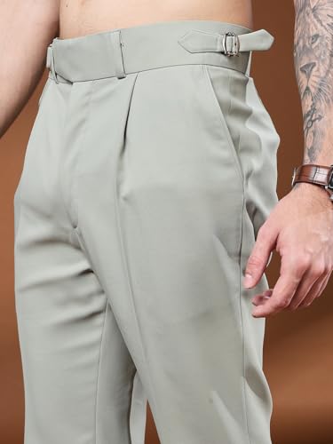 Image of Gurkha Pants for Men | Trouser for Men | Formal Pant | Single Buckle | Bell Bottom Trouser High Waist Pleated Casual Trousers | Flared Bottom Leg Pants for Office Smart Casual Travel Party