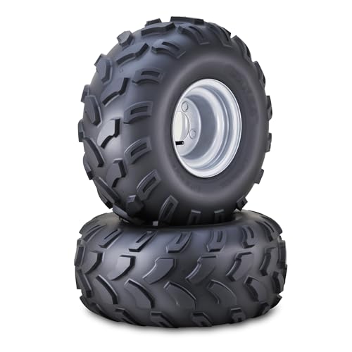 WANDA ATV Golf Cart Tire Wheel Assembly 20X9.5-8 4-Ply with 4 Lugs on 4' PCD Silver Wheel-10004,SET...