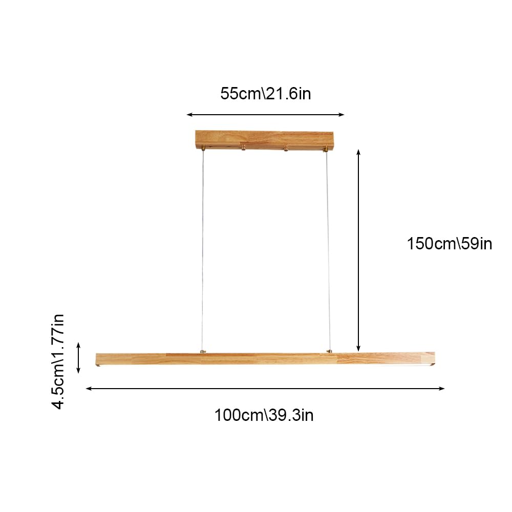 Lampe Suspendue LED Minimaliste en Bois, linéaire, luminaire d'îlot de Cuisine, Lampes de Plafond suspendues à Longue Bande, lustres en Bois pour Salle à Manger, Bureau, Chambre à Coucher