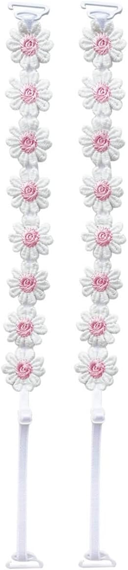 Moly Story Floral Bra Straps Decorative,Cute Pink Daisy Flower Shoulder Straps for Bra