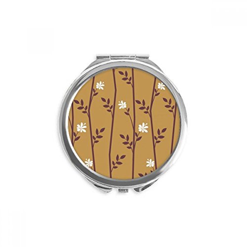 Miroir rond maquillage de poche compact avec motif fleurs et feuilles portable multicolore