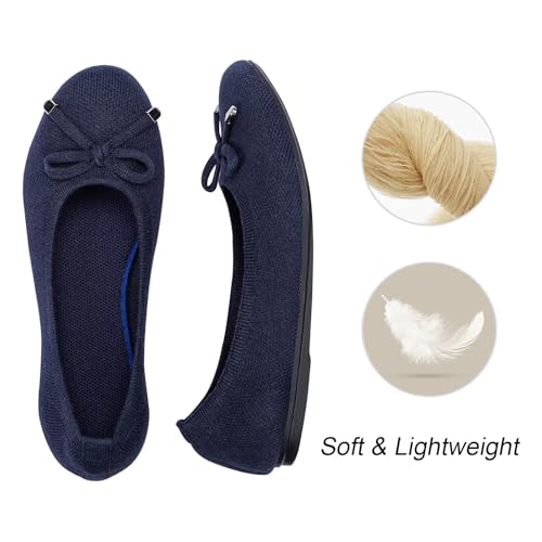 Image of Frank Mully Women's Ballet Flat Shoes Knit Dress Shoes Round Toe Slip On Ballerina Flats for Woman Low Wedge Comfort Soft