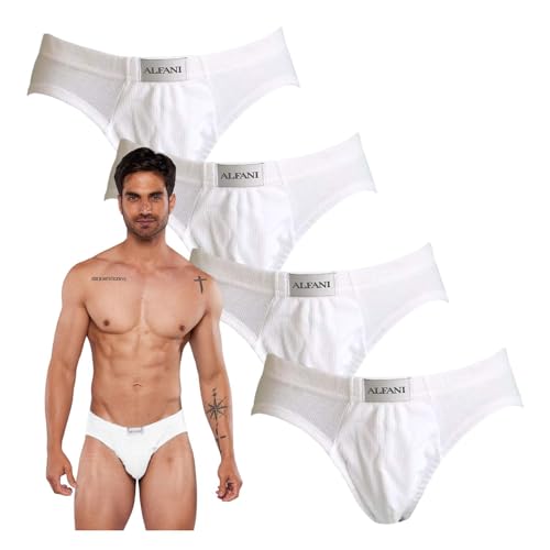 La Mejor Lista de Trusa Blanca los 10 mejores. 42 Alfani - Paquete de 4 Trusas 100% Algodón Premium para Hombre RB30 - Blanco - M