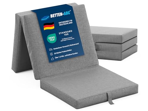 Betten-ABC - Faltmatratze grau (3-TLG.) - ideale für Gäste - Klappmatratze für Reisen, Camping & Kinder zum Spielen - Oeko-TEX-Zertifiziert - Bezug...