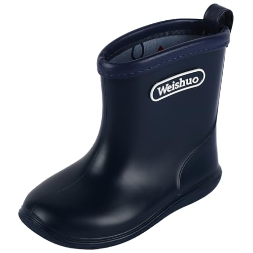 Toddler Rain Boots Girls Boys Waterproof Lightweight PVC Wellington Boots with Easy-on4