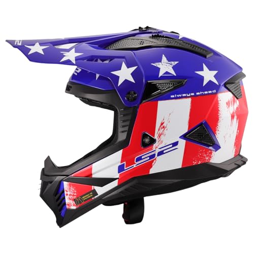 LS2 Helmets Gate II Full Face MX Motorcycle Helmet (Gloss Battle Scar Red/White/Blue - Small) by LS2 - Used condition - Image 2