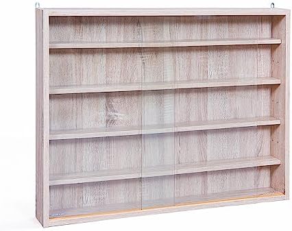 Inter Link - Witryna kolekcjonerska, półka ścienna, szklana gablota, szafka wisząca, półka wisząca, gablota, MDF - Szary/biały (80x60x9,5 cm) Collecty Szary