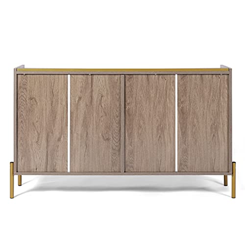 Lynslim 47" Modern Sideboard Storage Cabinet With 2 Sliding Doors & 6 Shelves Buffet Stand Cabinet For Dining Room Living Room For Tv Console,Wood & Metal ，Grey Wash #TOP5