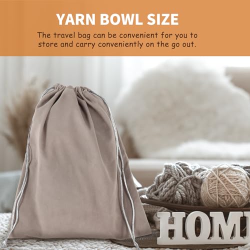 Image of Wooden Yarn Bowl for Crocheting,Knitting Yarn Bowls with Lid Yarn Storage Handmade Craft with Storagebag for DIY Knitting Crocheting