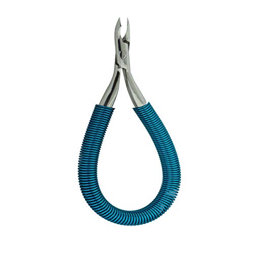 YNR Grip and Snip Spiral Spring Cuticle Nipper Grade SS Cuticle Nail Nipper. Scissors Style Trimmer Design. Nail Art Clipper with Polished Steel Finish (Blue)