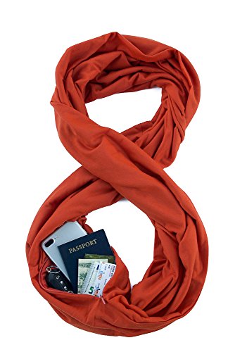 WAYPOINT GOODS Travel Scarf // Infinity Scarf with Secret Hidden Zipper Pocket (Pumpkin)