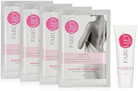 Fabulift Body Shaping Collection 4 x Body Wraps and 1 x Shaping Body Cream with Pink Pepperslim 250ml