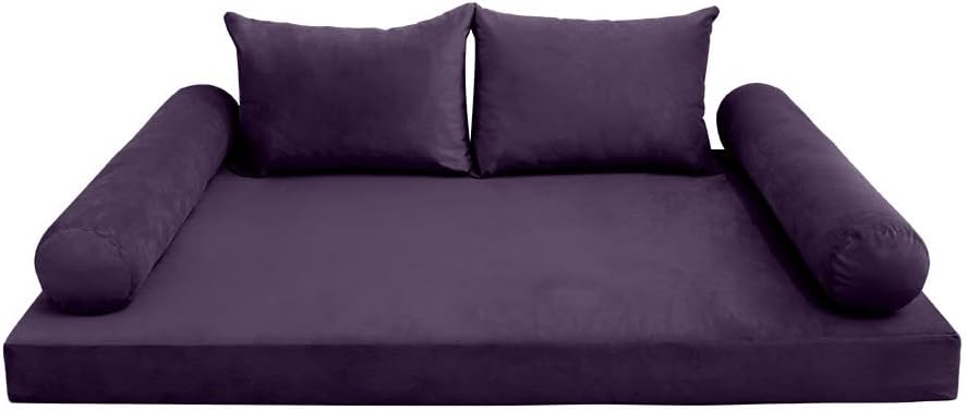 Prolinemax Style V4 Full Size Knife Edge Velvet Indoor Daybed Mattress Bolster Pillow Complete Set AD339
