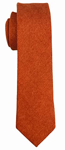 Image of Elfeves Men's Skinny Solid Color Tie Causal Cotton Linen Narrow Slim cut Necktie