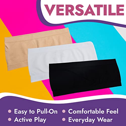 Popular KTB001 Girls Strapless Bandeau Bra - Seamless Girls Training Bras For Teens. Sports Tube Top Bra 8-14 Age. 3 Pack Nude thumb #4