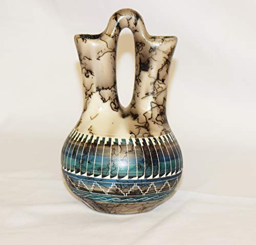 Colorful Quality Native American Hand Crafted Horse Hair Decorative Navajo Wedding Vase #TOP6