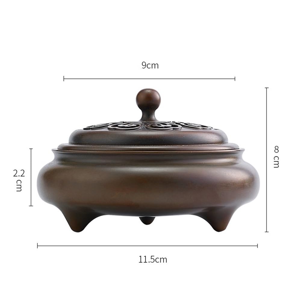 Arredamento Bruciatore di incenso in ottone for uso domestico, con base a tre piedi, for bruciare l'incenso, for scopi rituali e decorativi