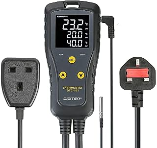DIGITEN Temperature Controller DTC101 Greenhouse Thermostat Outlet Home Brewing Temperature Controlled Switch 10A Heat Mat Thermostat Aquarium Temperature Controller Heating Cooling Mode