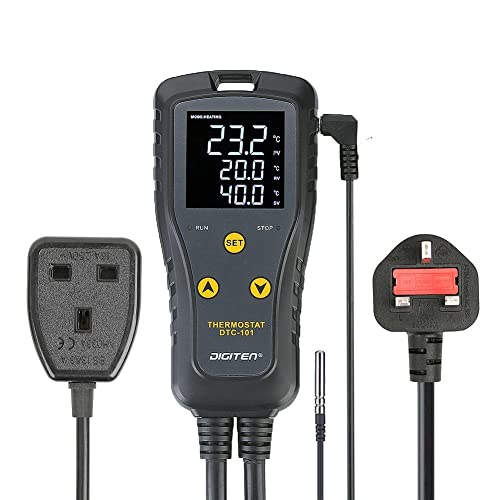 DIGITEN Temperature Controller DTC101 Greenhouse Thermostat Outlet Home Brewing Temperature Controlled Switch 10A Heat Mat Thermostat Aquarium Temperature Controller Heating Cooling Mode