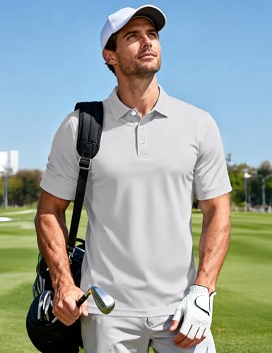 Image of MAGCOMSEN Men's Polo Shirts 3 Buttons Casual Work T Shirts Quick Dry Short Sleeve Golf Shirt Pique Jersey Outdoor Performance