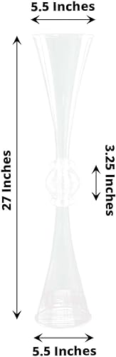 Miniatura 28 de Efavormart - Juego de 2 centros de mesa de trompeta con adornos de cristal transparente de 31 pulgadas, jarrón reversible de plástico para flores