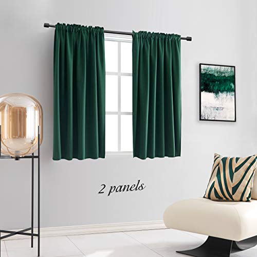 Image of DONREN Hunter Green Blackout Thermal Insulating Window Curtain Panels for Bedroom with Rod Pocket (42 x 54 Inches,2 Panels)