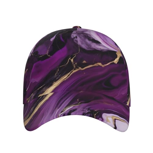 Casquette baseball marbre violet réglable avec trou queue de cheval - 2