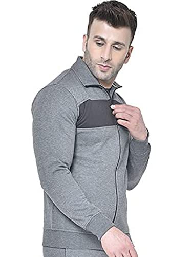 Image of CHKOKKO Fleece Men Winter Sports Running Zipper Collared Neck Stylish Jacket
