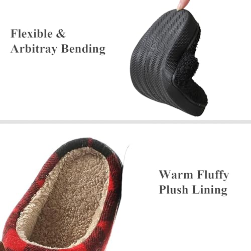 Christmas Home Slippers for Women,Fuzzy Mens Slippers,Santa Claus Reindeer Christmas Tree Retro Soft Plush Warm Slip-on House Slippers Outdoor Indoor Bedroom Shoes Anti-Skid Sole4