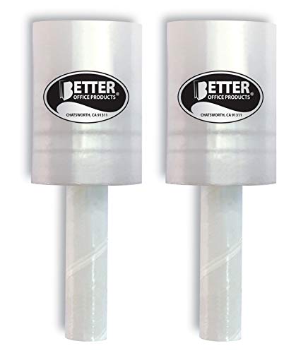 Better Office Products 2 Pack Mini Stretch Wrap with Easy Grip Handle, Self-Dispensing, 5 in x 1000 ft Per Roll, 80 Gauge, Mini Shrink Wrap, Industrial Wrap Film, for Moving and Shipping