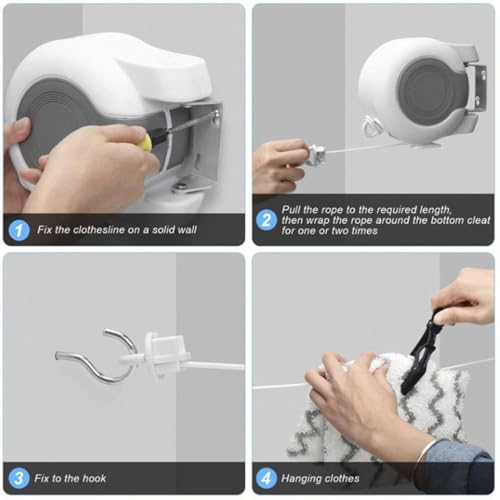 Corde à linge rétractable double pour douche, balcon et salle de croisière