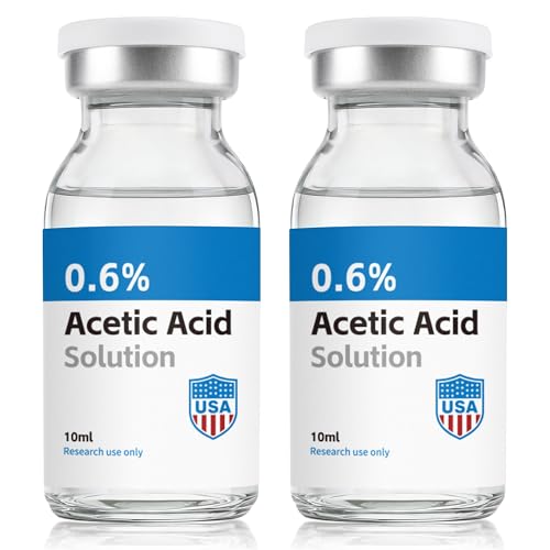 2 Pack Acetic Acid 0.6%,10ml Clear Glass Vial,Laboratory Research Use Only