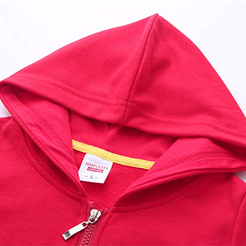 Haxico Unisex Children Solid Zip-Up Hooded Sweatshirt Toddler Baby Boys Girls Classic Hoodie Cotton Tops Blouse Red #TOP2