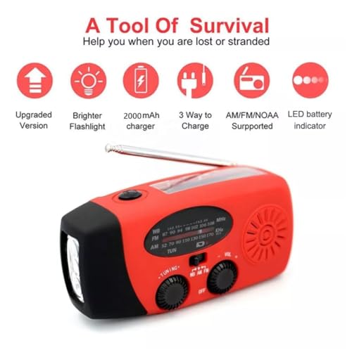 Rádio Am/fm Solar Manivela Dínamo Power Bank Lanterna Usb