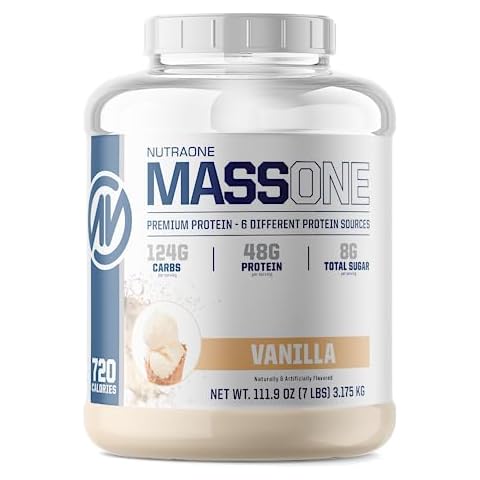 NutraOne Massone Mass Gainer Protein Powder Gain Mass Protein Meal Replacement (Vanilla - 7 lbs.) Cover