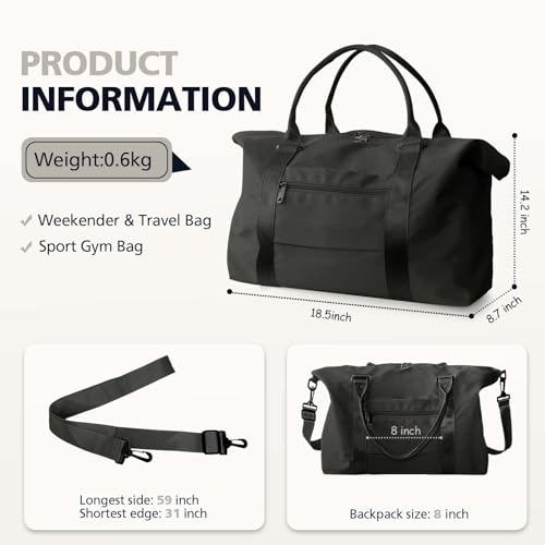 Image of Travel Duffle Bag, Waterproof Weekender Bag Carry On Tote Bags for Women, Travel Essentials Sport Gym Bag for Men, Hospital Bag for Labor and Delivery, Overnight Bag Luggage Bag with Trolley Sleeve
