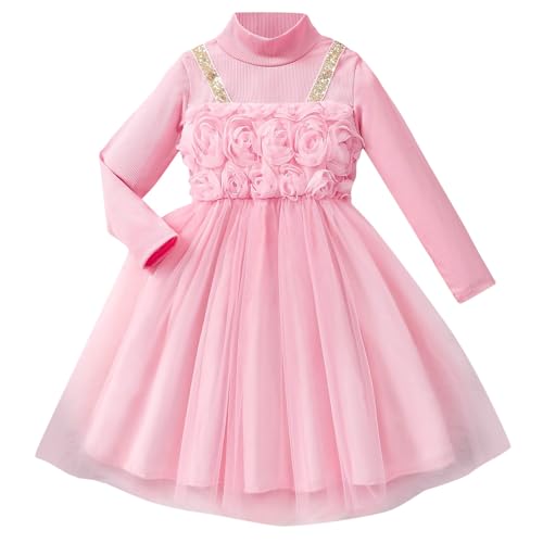 Genérico Vestidos Niña de Fiesta Vestido de Princesa para Niñas Falda A-Line Casual Ropa Infantil Festiva Otoño Invierno Ceñido Boda Fiesta Dama de Honor para Cumple años, Escuela (6-7 años)