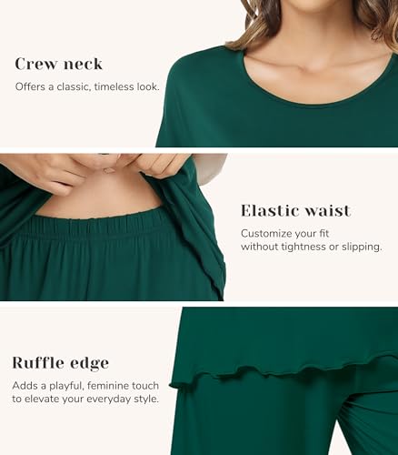 Image of NACHILA Women's Bamboo Viscose Pajama Sets Summer Cooling Short Sleeve Capri Soft Pjs Night Sweats Moisture Wicking Sleepwear