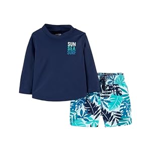 Simple Joys by Carter’s Toddlers and Baby Boys’ Swimsuit Trunk and Rashguard Set